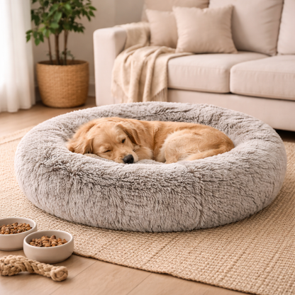 Calming Plush Donut Dog Bed