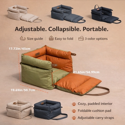 Travel Dog Car Nest – Removable Washable Car Seat Bed